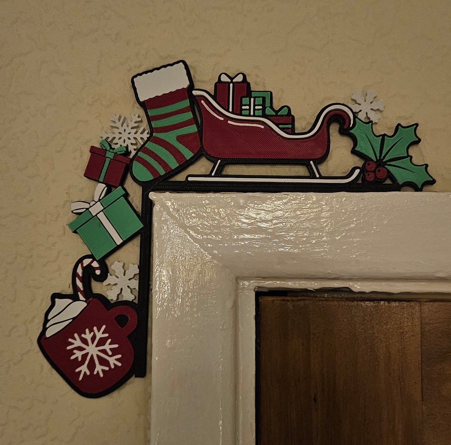 Christmas Present Stocking Sleigh Hot Cocoa Door Frame Light Switch Corner Decoration