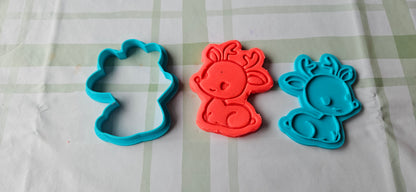 Cute Reindeer Fondant Icing Cookie Cutter Play Dough