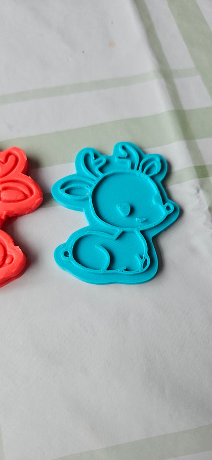 Cute Reindeer Fondant Icing Cookie Cutter Play Dough
