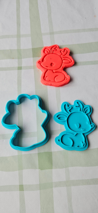 Cute Reindeer Fondant Icing Cookie Cutter Play Dough