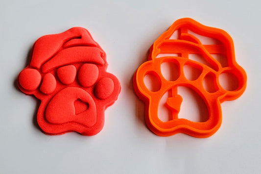 Paw Print Santa Hat Dog Biscuit Cookie Cutter