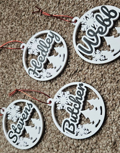 Customised Family Name Surname Christmas Tree Decoration Bauble