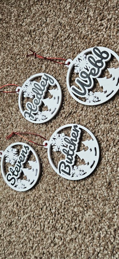 Customised Family Name Surname Christmas Tree Decoration Bauble
