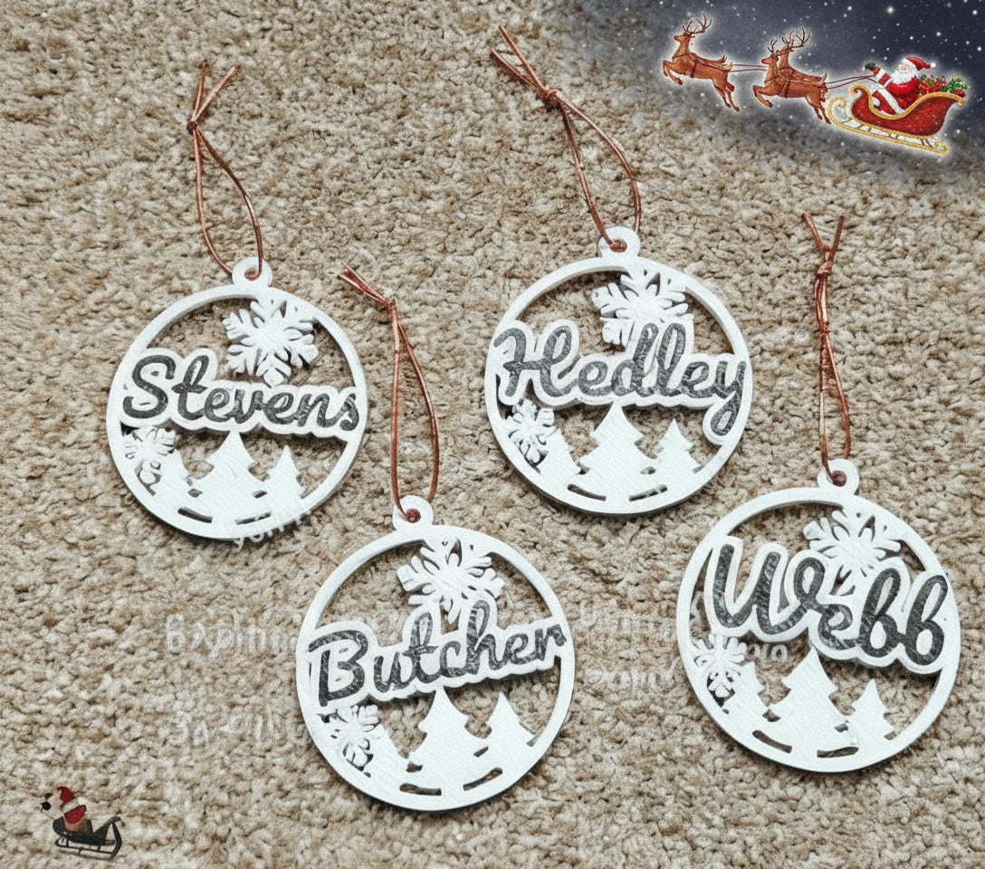 Customised Family Name Surname Christmas Tree Decoration Bauble
