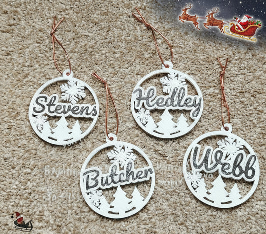Customised Family Name Surname Christmas Tree Decoration Bauble